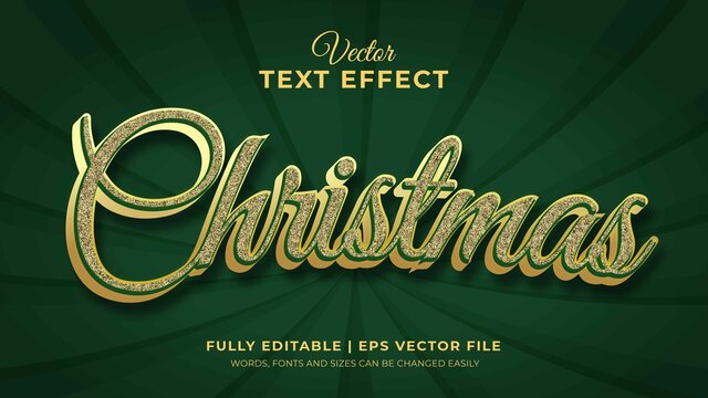 Editable 3d text effect-Luxury christmas text with glitter effect