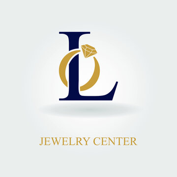 Modern Initial L Letter with Diamond Ring for Jewelry Accessories Business Logo Idea