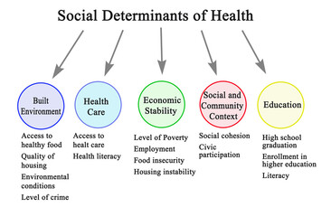 Five Social Determinants of Health. - obrazy, fototapety, plakaty