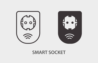 Smart socket icon on white background. Vector illustration.