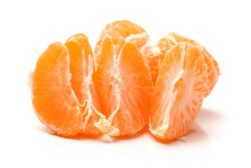 peeled tangerine isolated on white background