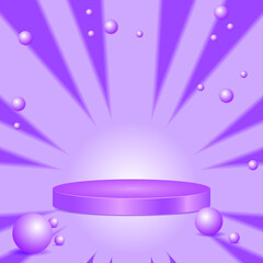 shine abstract background with purple circle podium and bubbles. suitable sale product, flyer, or background promotion