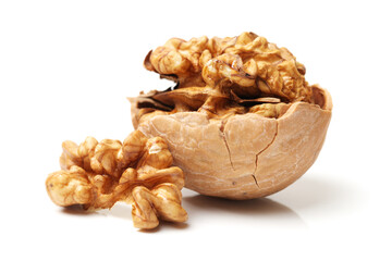 walnuts on white background