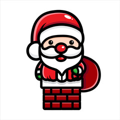 cute santa design stuck in the chimney