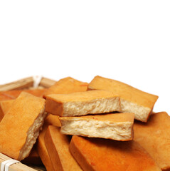 Tofu on white background 