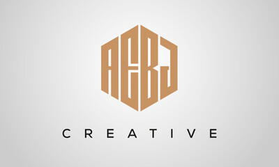 letters AEBJ creative polygon hexagon logo victor template	