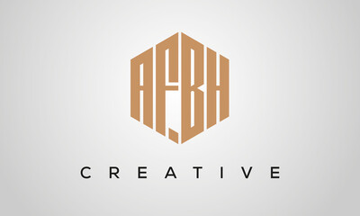 letters AFBH creative polygon hexagon logo victor template	