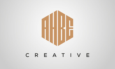 letters AHBE creative polygon hexagon logo victor template	