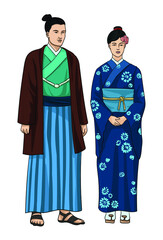 Drawing japanese traditional clothes, art.illustration, vector