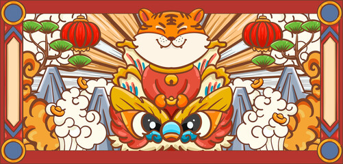 Illustration design of Chinese new year tiger

