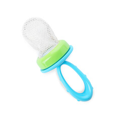 Empty nibbler on white background, top view. Baby feeder