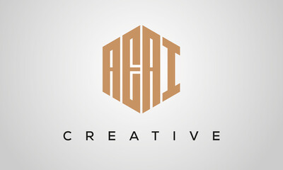 letters AEAI creative polygon hexagon logo victor template	