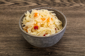 Sauerkraut with cranberry in the bowl