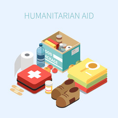 Humanitarian Aid Isometric Poster