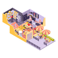 Restaurant Cafe Isometric Concept