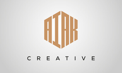 letters AIAK creative polygon hexagon logo victor template	