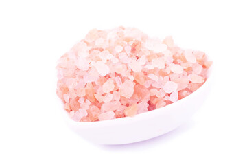 Himalayan Pink Salt isolated on white background. Health concept.