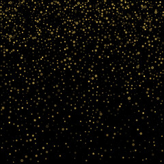 Falling Snow flakes golden pattern Holiday Vector