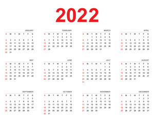 New year 2022 Calendar in modern style