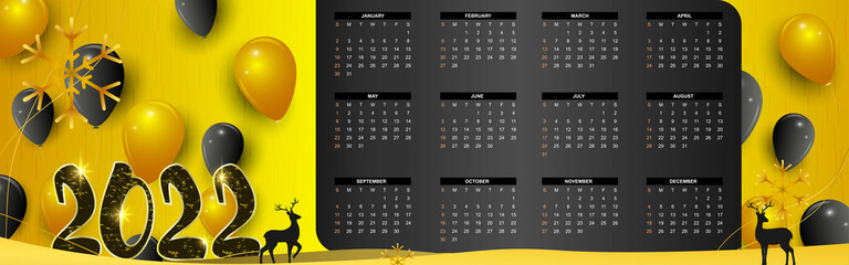 New year 2022 Calendar in modern style