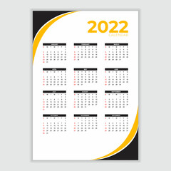 New year 2022 Calendar in modern style