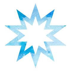 Blue snowflakes on a white background. Watercolor illustration.