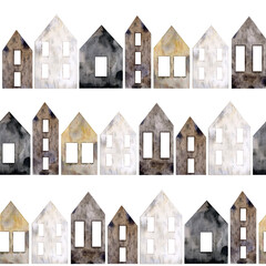 Seamless pattern of scandinavian houses