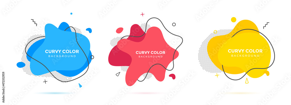 Poster modern liquid irregular amoeba blob shape abstract elements graphic flat style design fluid vector i