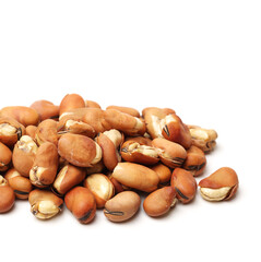 Broad bean, English Bean, European Bean, Field Bean. Fry (Vicia faba L.). on white background 