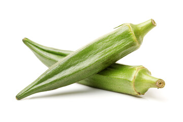 Fresh young okra isolated on white background