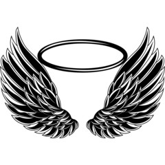 Angel wings with halo SVG design