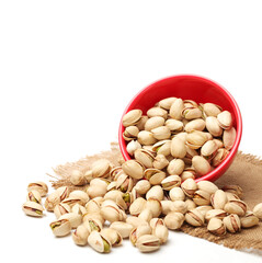 Pistachios on a white background