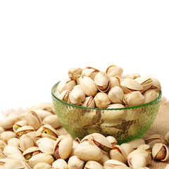 Pistachios on a white background