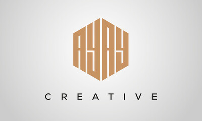 letters AYAY creative polygon hexagon logo victor template	