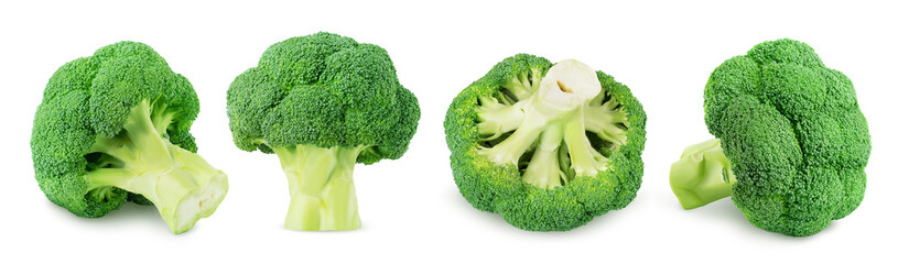 Set of fresh green broccoli isolated on a white background.
