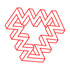 Impossible optical illusion shapes. Logo. Optical art objects. Impossible figure. Line art. Unreal geometric object. Escher style.