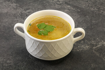 Tasty chicken soup with carrot
