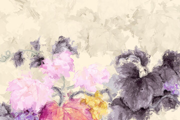 Beautiful oil painting bouquet flower illustration