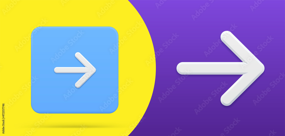 Poster thin right arrow pointing direction simple 3d icon button set vector navigation directional pointer