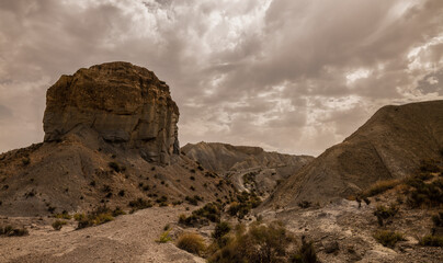 Fototapeta na wymiar Landscape of Tabernas desert in Almeria, Spain