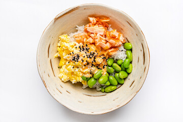 poke bowl on the white background