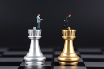 Miniature creative chess pieces business negotiation