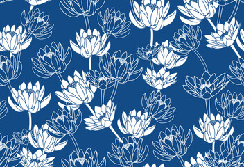 Japanese Lotus Seamless Pattern