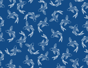 Japanese Koi Fish Seamless Pattern