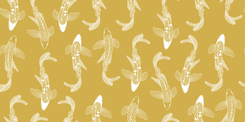 Japanese Koi Fish Seamless Pattern