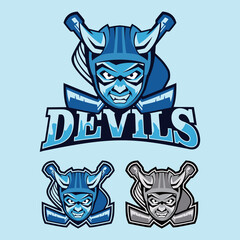 ice devil character vector icon logo suitable for snowball sports club