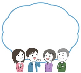 吹きだし　笑顔・喜ぶ家族　主線あり