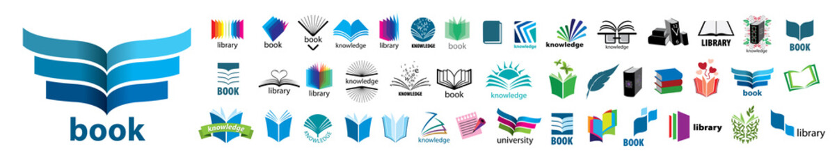 A set of vector Book logos on a white background