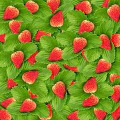 Seamless texture of juicy strawberries 