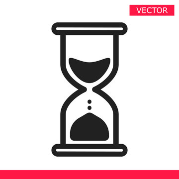 Black hourglass loading clock cursor icon sign graphic element flat style design vector illustration. Simplistic hourglass glyth indicator sign, endless time process idea.